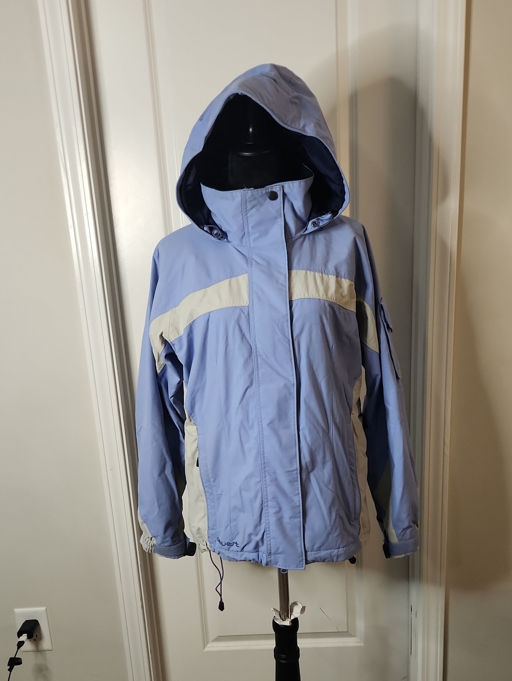 Light Blue Women's Hooded Ski Jacket, Size M